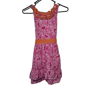 Retro/Vintage Cotton Apron Halter Pink/Orange Decorative Neckline Simply Envouge